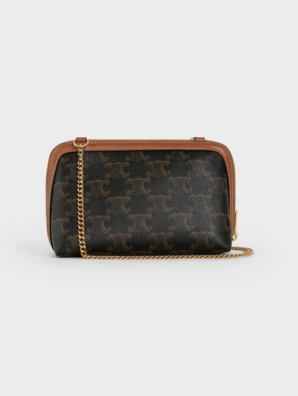 Celine clutch on chain in triomphe canvas and lambskin leather crossbody